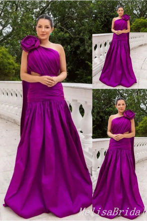 Grape One Shoulder A-line Evening Gown Maxi Long Evening Party Prom Dresses ,MB746