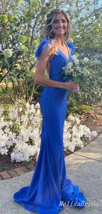 Sexy Plunging Mermaid Evening Gown Maxi Long Formal Dresses Prom Dresses,MB448