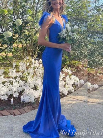 Sexy Plunging Mermaid Evening Gown Maxi Long Formal Dresses Prom Dresses,MB448