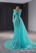 Shiny Green Strapless One Sleeve Sweetheart Mermaid Party Dress Long Prom Dresses to Impress ,MB963