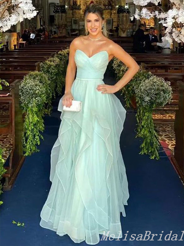Elegant Mint Green Strapless Sweetheart Evening Gown Maxi Long Formal –  MelisaBridal