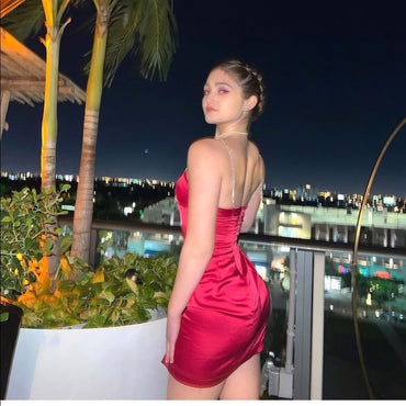 Elegant Rose Pink Spaghetti Straps Simple Cheap Short Homecoming Dresses, HD147