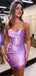 Elegant Purple Spaghetti Straps Pleats Simple Cheap Sheath Short Homecoming Dresses, HD216