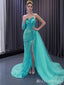 Shiny Green Strapless One Sleeve Sweetheart Mermaid Party Dress Long Prom Dresses to Impress ,MB963