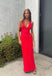 Elegant Red Halter V Neck Mermaid Sleeveless Evening Prom Dresses,MB141