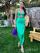 Unique Green Spaghetti Straps Mermaid Sleeveless Evening Prom Dresses,MB142