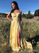 Light Yellow Off-the-shoulder Sweetheart Evening Gown Maxi Long Evening Party Prom Dresses with Side Slit  ,MB722