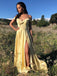 Light Yellow Off-the-shoulder Sweetheart Evening Gown Maxi Long Evening Party Prom Dresses with Side Slit  ,MB722