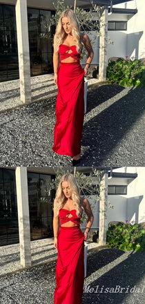 Sexy Red Strapless Sheath Evening Gown Maxi Long Formal Dresses Prom Dresses,MB451
