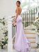 Elegant Light Purple Criss-Cross back Spaghetti Strap Mermaid Long Prom Dresses,MB33