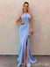 Elegant Lace Up Back Sheath Evening Gown Maxi Long Formal Dresses Prom Dresses With Side Slit,MB567