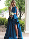 Elegant Two Pieces Scoop A-Line Side High Low Evening Gown Maxi Long Formal Dresses Prom Dresses With Ruffles,MB527