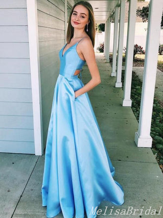 Elegant Spaghetti Straps A-line Evening Gown Long Formal Dresses Prom Dresses,MB406