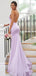 Elegant Light Purple Criss-Cross back Spaghetti Strap Mermaid Long Prom Dresses,MB33