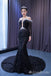 Illusion Black Pearl Beaded Mermaid Party Dress Long Prom Dresses to Impress with Trailing ,MB967