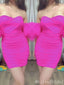 Hot Pink Off-The-Shoulder Sweetheart Mermaid Graduation Party Short Homecoming Dresses, HD415