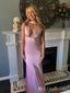 Sexy Plunging Light Pink Mermaid Long Party Dress Prom Dresses,MB1032