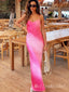 Sexy Pink Spaghetti Straps V Neck Mermaid Sleeveless Evening Prom Dresses,MB144