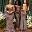 Mismached Grey Simple Mermaid Long Cheap Bridesmaid Dresses ,BD115