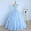 Blue Sweetheart A-line Ball Gown Evening Gown Maxi Long Evening Party Prom Dresses,MB799