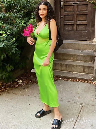 Sexy Green V Neck Spaghetti Straps Mermaid Sleeveless Evening Prom Dresses,MB145
