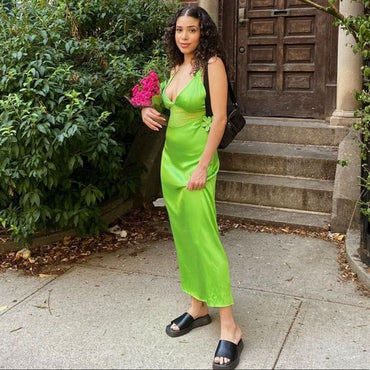 Sexy Green V Neck Spaghetti Straps Mermaid Sleeveless Evening Prom Dresses,MB145