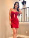 Sexy Red Strapless Mermaid Graduation Party Tight Homecoming Dresses, HD345