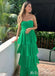 Green Strapless A-line Layer Evening Gown Maxi Long Evening Party Prom Dresses,MB800