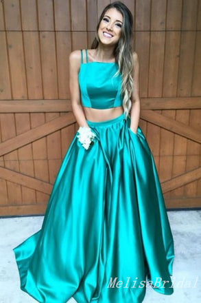 Two Pieces A-line Evening Gown Long Evening Party Prom Dresses,MB833