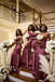 Mismached burgundy Simple Mermaid Long Cheap Bridesmaid Dresses ,BD117