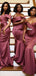 Mismached burgundy Simple Mermaid Long Cheap Bridesmaid Dresses ,BD117