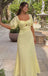 Elegant Yellow Half Sleeves A-Line Long Prom Dresses,MB38