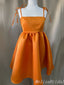 Simple Orange Spaghetti Straps A-Line Graduation Party Homecoming Dresses, HD363