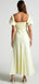 Elegant Yellow Half Sleeves A-Line Long Prom Dresses,MB38