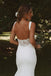 Elegant White Spaghetti Straps V Neck Lace Appliques Mermaid Long Wedding Dresses,WD40