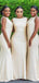 Elegant White Square Soft Satin Mermaid Long Cheap Bridesmaid Dresses ,BD62