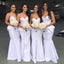 Elegant White Sweetheart Ruffle Simple Cheap Mermaid Long Bridesmaid Dresses ,BD152