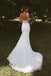 Elegant White Spaghetti Straps V Neck Lace Appliques Mermaid Long Wedding Dresses,WD40