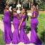 Elegant Dark Purple Off Shoulder Simple Cheap Mermaid Long Bridesmaid Dresses ,BD122