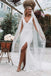 Elegant White Spaghetti Straps V Neck Lace Appliques Mermaid Long Wedding Dresses,WD40