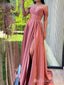 Sexy Off-the-shoulder Sweetheart High Slit Evening Gown Long Formal Dresses Prom Dresses with Pleats,MB345