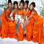 Elegant Orange Elastic Satin Simple Cheap Mermaid Long Bridesmaid Dresses ,BD173