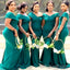 Sexy Green Off Shoulder Pleats Simple Cheap Mermaid Long Bridesmaid Dresses ,BD166