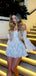 Elegant White Lace Off Shoulder Long Sleeves Mermaid Short Homecoming Dresses, HD48