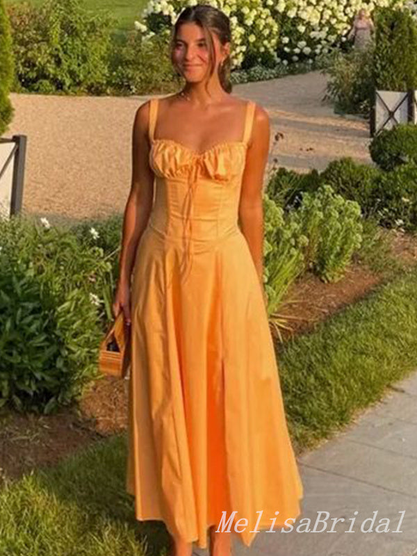 Elegant Orange Sweetheart A-line  Long Prom Dresses to Impress ,MB938