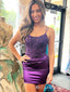 Elegant Purple Spaghetti Straps Lace Appliques Simple Cheap Short Homecoming Dresses, HD188