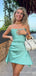 Simple Strapless Mint Green A-Line Graduation Party Homecoming Dresses, HD353