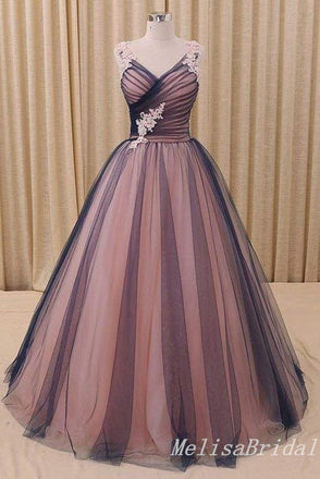 Elegant Flower Embroidery A-line Evening Gown Long Evening Party Prom Dresses,MB834