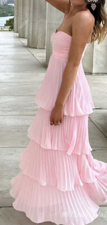 Elegant Strapless Sweetheart Layer A-Line Evening Gown Maxi Long Formal Dresses Prom Dresses ,MB455
