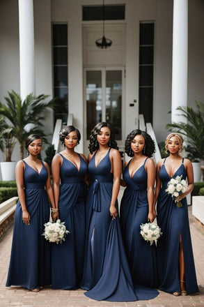 Elegant Black V Neck Spaghetti Straps Simple Mermaid Long Cheap Bridesmaid Dresses ,BD118